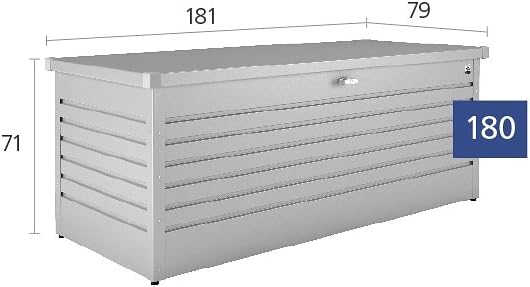 Biohort LeisureTime 210 Gallon Metal Deck Box, Quartz Gray | 71 L x 31 W x 27.9 H, Durable Large Outdoor Storage, Locking, Waterproof, Soft Close, Tools, Cushions, Pool, 20 Year Warranty