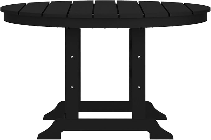EMMA + OLIVER Elyria Outdoor Dining Table for 4, Adirondack Style Recycled HDPE All-Weather Table, UV Fade and Weather Resistant, 48" Round, Black