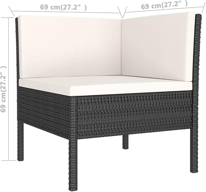 5 Piece Patio Lounge Set with Cushions,Patio Sofa,Outdoor Daybed,Patio Seating,Outdoor Furniture Sets,Patio Conversation Sets,Modern Set,Outdoor Patio Chairs,for Backyard,Garden,Poly Rattan Black