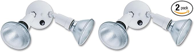 Lithonia Lighting OFTH 300PR 120 P WH-M12 Adjustable Twin PAR Holder with Dusk-to-Dawn, 120 Volts, 300 Watts, White (Pack of 2)