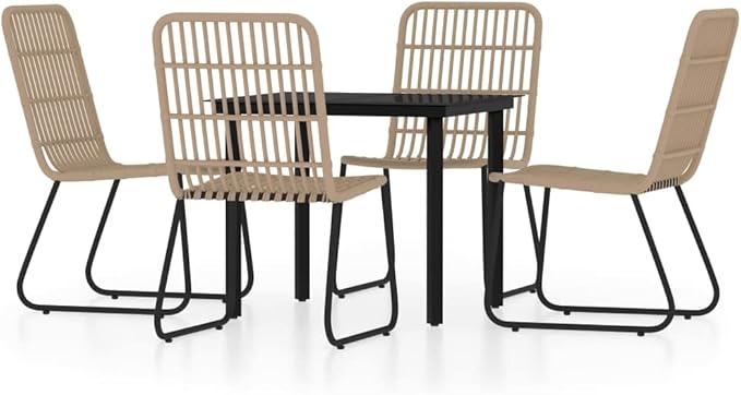 Backyard Furniture Patio Conversation Sets Outdoor Seating 5 Piece Patio Dining Set Oak Suitable for Swimming Pool, Courtyard, Garden
