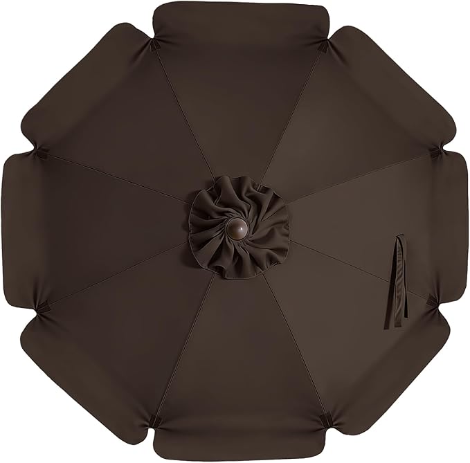MASTERCANOPY Valance Patio Umbrella 10 ft Replacement Canopy for 8 Ribs-Brown Canopy Only
