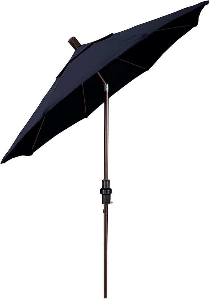 California Umbrella 7.5' Round Crank Lift, Collar Tilt, Aluminum Pole, Fiberglass Rib Patio Umbrella, Bronze Finish
