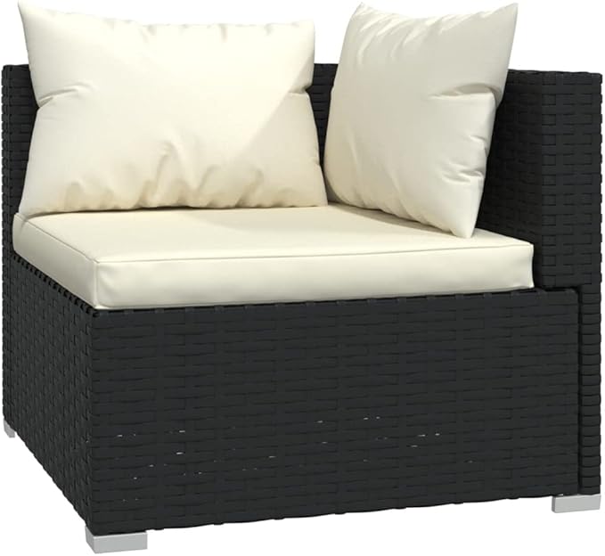 8 Piece Patio Lounge Set,Outdoor Furniture Set Outdoor Garden Conversation Set for Patios Gardens Backyard Courtyard with Cushions Poly Rattan Black