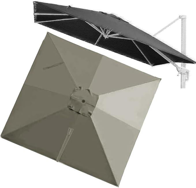 Patio Umbrella Replacement Canopy, 250x250cm Square Offset Umbrella Cover, 8 Rib Cantilever Umbrella Replacement Canopy for Outdoor Garden, Deck and Patio