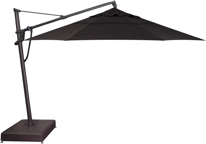 Treasure Garden AKZ PLUS Cantilever Umbrella 13' Sunbrella Black Canopy and Black Frame with Stationary Base