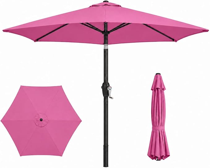 7.5ft Patio Umbrella, Outdoor Table Market Umbrella with Smooth Crank Lift, 6 Windproof Fiberglass Ribs, UPF50+ UV Protection for Deck, Pool, Garden and Backyard