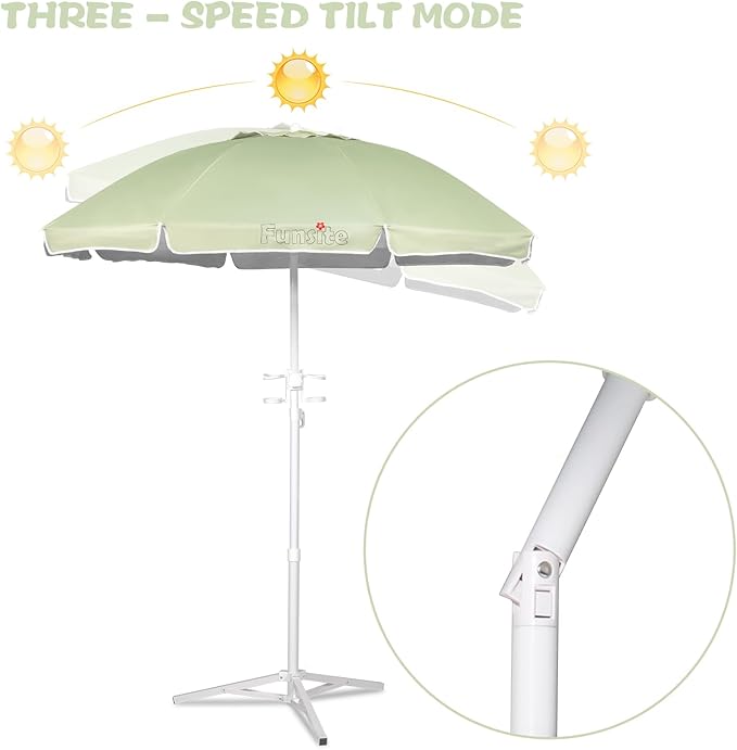 6.5ft Portable Beach Umbrellas for Sand Beach UV 50+ Umbrella with Tilt & Steel Pole, Protection with Heavy Duty Anchor, Patio Umbrella with Carry Bag