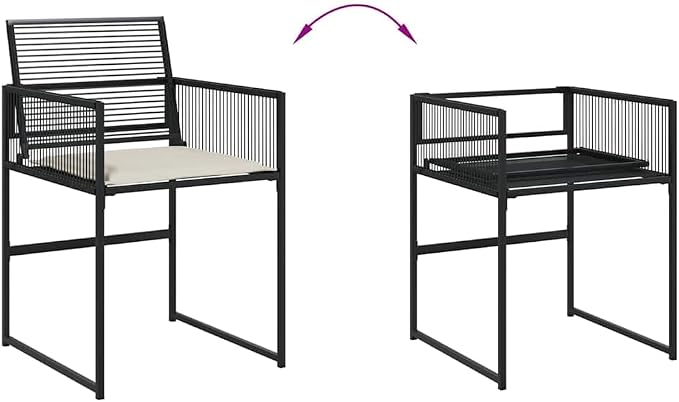 11 Piece Outdoor Patio Dining Set with Cushions, Space Saving Rattan Cube Table and Chairs for Garden, Backyard, Deck, Black