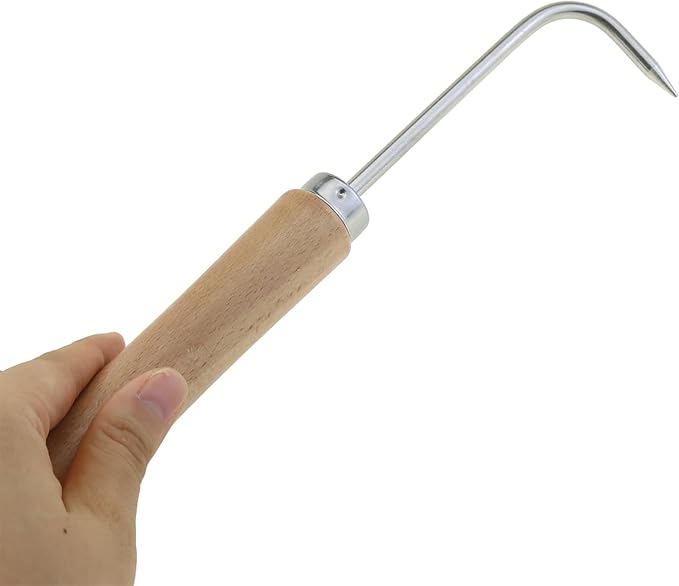 DGZZI Wooden Handle Single Claw Root Remover Patio Crack Weed Removal Tool Bonsai Hook Garden Horticultural Soil Loosening Utensil