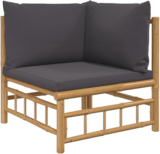 8 Piece Patio Lounge Set with Dark Gray Cushions, Outdoor Dining Sets Outdoor Sofa Sets Patio Conversation Set Sectional Sofa for Piazza Garden Negotiation Area Exhibition Bamboo