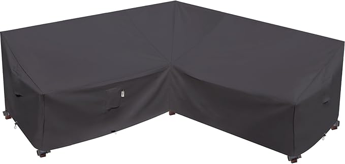 Heavy Duty Outdoor Sectional Cover, 85"x85" 5-Seater Waterproof 600D Patio Furniture Covers, Lawn Patio Couch Protector(Storm Grey,V-Shaped 85"x85")