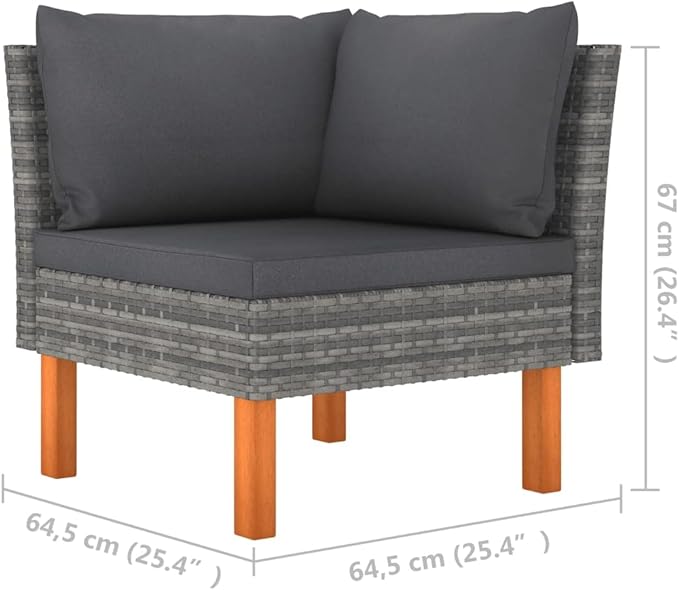 Patio Lounge Set,Patio Furniture Sets,Patio Conversation Sets,Outdoor Furniture Sets,for Garden,Backyard,Outdoor,7 Piece Poly Rattan and Eucalyptus Wood Gray