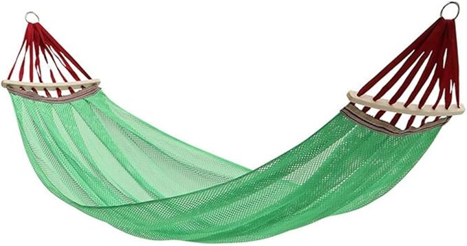Camping Hammock, Hammock Thickened and Widened Double Hammock Anti-Rollover with Wooden Stick Ice Silk Gauze Breathable Camping Portable Outdoor Leisure Equipment(Green)