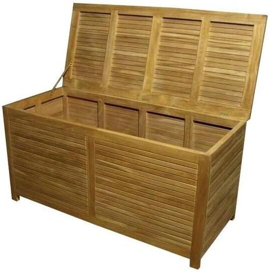 HomeStock Teak Wood Storage Box Large Outdoor Deck Box for Cushions & Toys