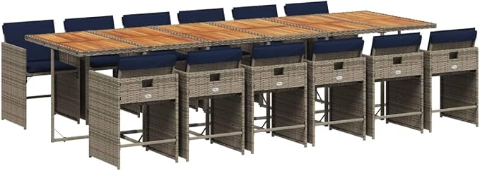 13 Piece Patio Dining Set, Foldable PE Rattan Garden Table and Chairs with Cushions, Space Saving Cube Outdoor Furniture for Backyard Deck