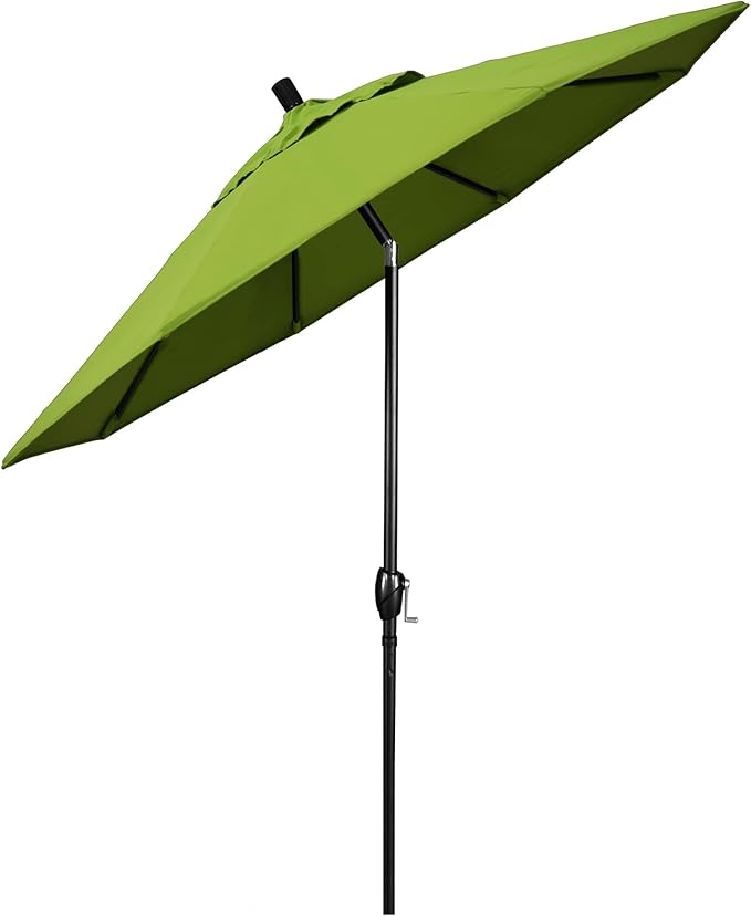 California Umbrella GSPT908302-5429 9' Round Aluminum Market, Crank Lift, Push Button Tilt, Black Pole, Sunbrella Macaw