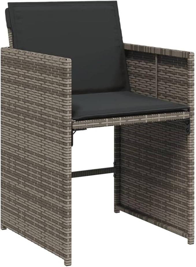 Afuera Living 13-Piece Poly Rattan Patio Dining Set, Dark Gray Finish, 41.7 x 129.9 x 28.7 in, Weather-Resistant UV Materials, Powder-Coated Steel Frame, Compact Storage for Garden or Terrace Outdoor