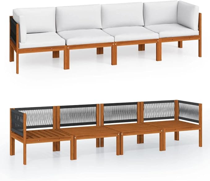 4-Seater Patio Sofa with Cushion.Patio Lounge Set,Outdoor Patio Furniture,Outdoor Chat Conversation Set,for Patio,Backyard,Garden,Outdoor,Solid Acacia Wood