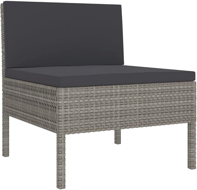 Patio Lounge Set with Cushions,Patio Furniture Sets,Patio Conversation Sets,Outdoor Furniture Sets,for Garden,Backyard,Outdoor,6 Piece Poly Rattan Gray