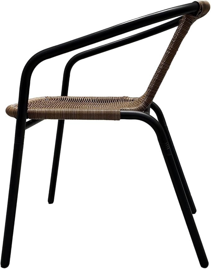 8 Piece Patio Chairs Set, Stackable Outdoor Rattan Chairs, Weatherproof Wicker Patio Seating for Balcony, Porch, Lawn, Small Patio Furniture Set for Backyard, Garden, Poolside, Brown