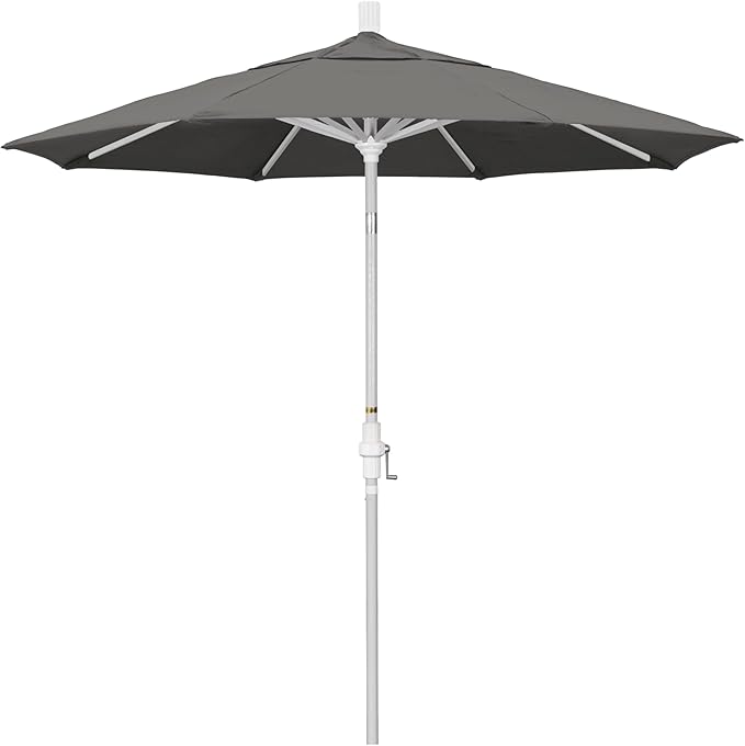 California Umbrella 7.5' Rd. Aluminum Patio Umbrella, Crank Lift, Collar Tilt, White