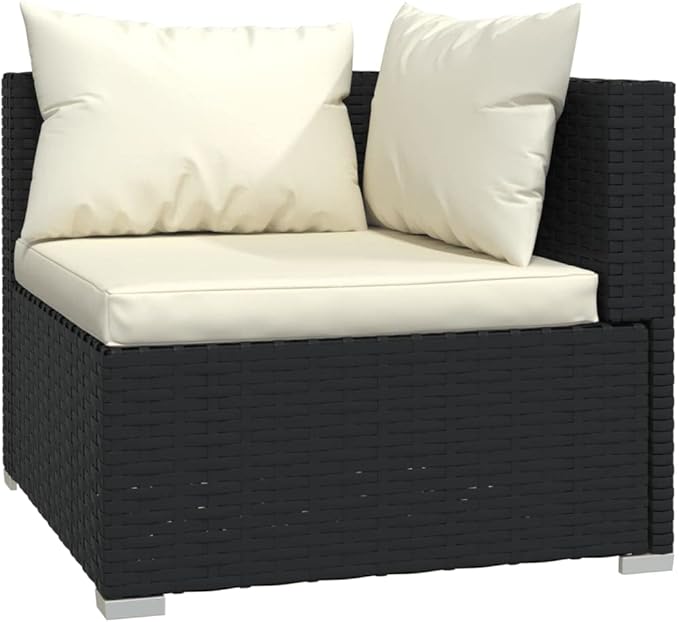 8 Piece Garden Lounge Set,Outdoor Furniture Set Outdoor Garden Conversation Set for Patios Gardens Backyard Courtyard with Cushions Black Poly Rattan