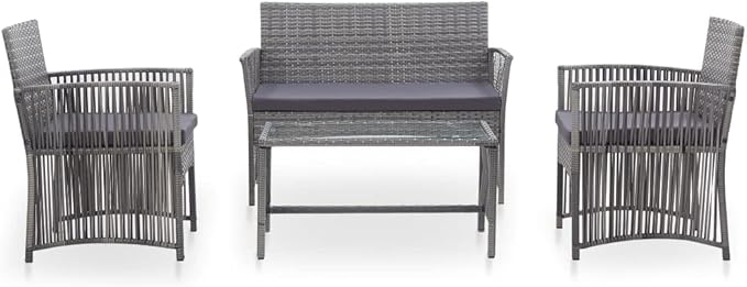 Patio Lounge Set with Cushion,Outdoor Tables and Chairs,Outdoor Furniture Sets,Patio Conversation Sets,for Garden,Deck,Backyard,4 Piece Poly Rattan Anthracite