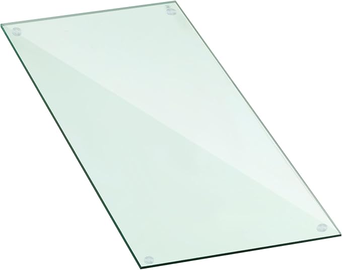 Landical 16" x 24" Rectangle Clear Tempered Glass Table Top 3/8" Thick Eased Corners Clear Tempered Top Patio Table Replacement with 10 Anti Slip Pads for Kitchen Coffee Dining Table