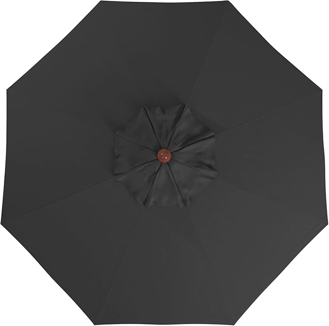 California Umbrella 9' Premium Commercial Hardwood Patio Umbrella, Manual Lift With Pacifica Black Fabric