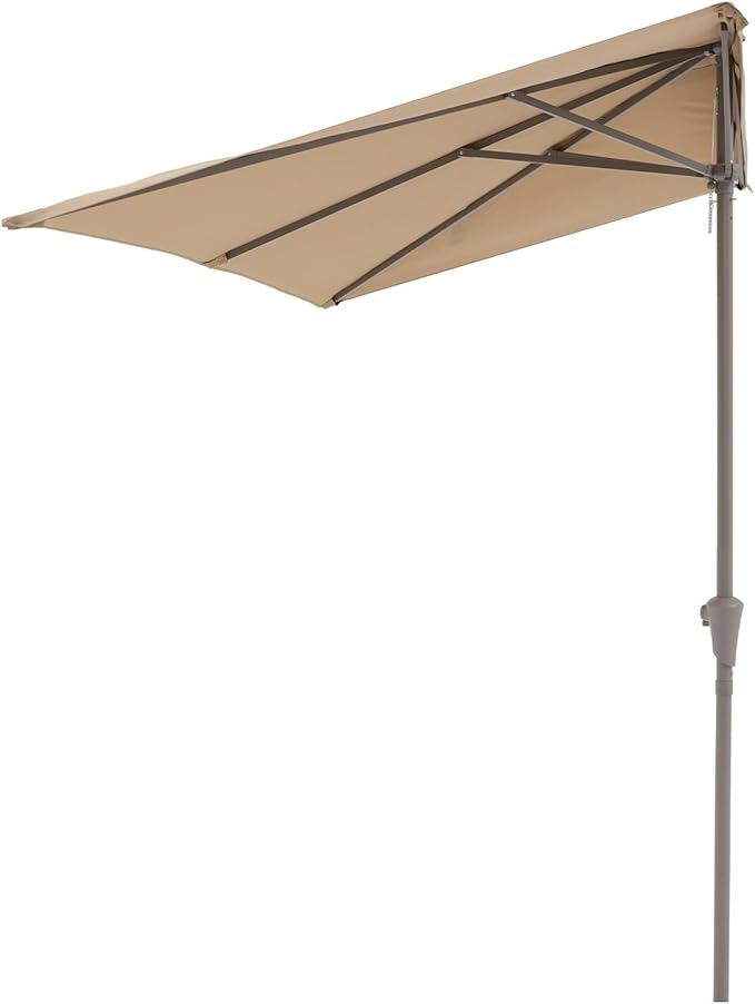 COBANA 7.5’by 4’Half Rectangular Outdoor Patio Umbrella for Patio, Balcony, Garden, Deck, Beige