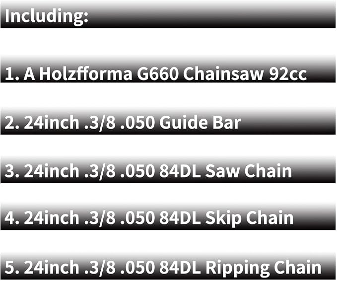Holzfforma G660 O Dark Grey Chainsaw Power Head Normal Handle Bar With 24inch Guide Bar Standard Ripping and Skip Chain Combo