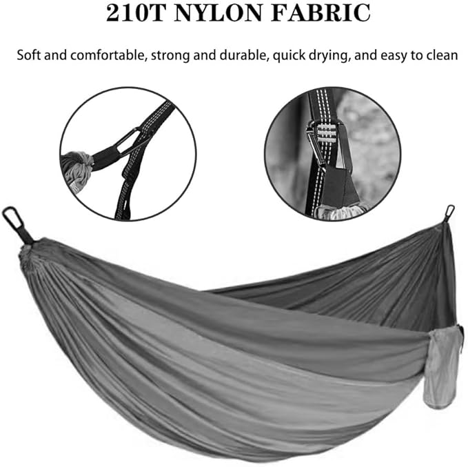Creative Color Matching Double Hammock, Outdoor Anti-Rollover Nylon Hammock Chair, Easy to Set Up, Load Bearing 300kg/661.4lbs(Blue+Pink)