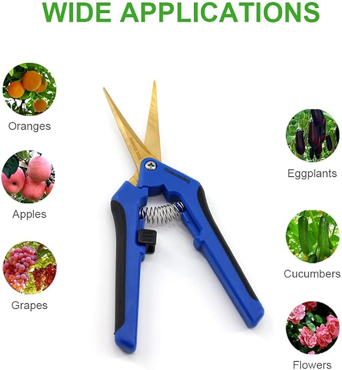 3 Packs Garden Pruning Shears with Curved Blades Trimming Scissors, Gardening Hand Pruning Snips Titanium Coated Precision Bonsai Pruning Shears, Convenient Flower Cutters(Blue)