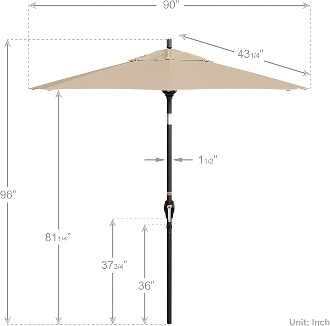 California Umbrella 7.5' Round Aluminum Market Umbrella