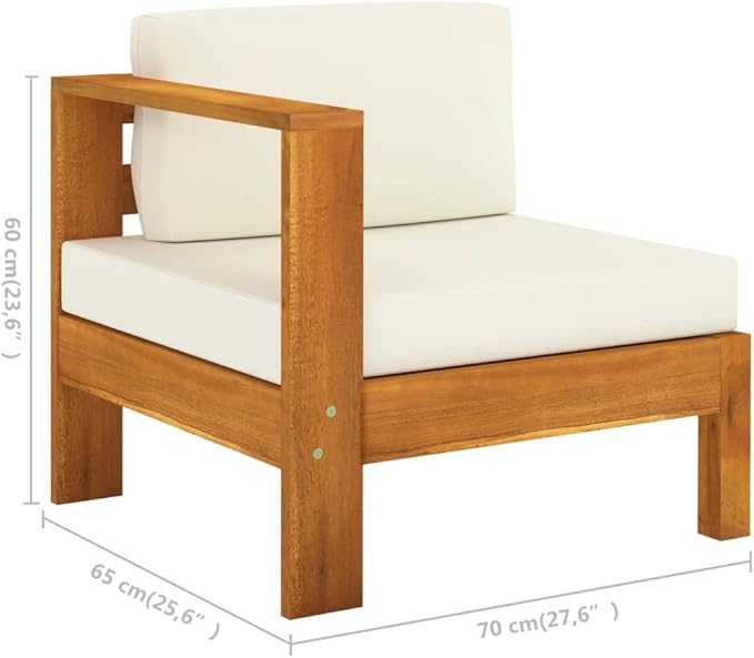 Patio Lounge Set with Cream White Cushions,Outdoor Patio Furniture,Outdoor Chat Conversation Set,for Patio,Backyard,Garden,Outdoor,6 Piece Acacia Wood