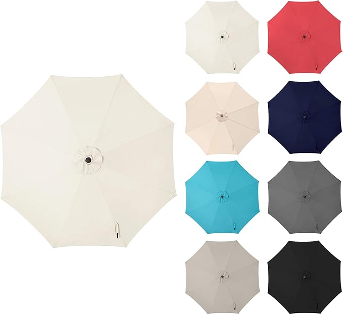 11FT Outdoor Patio Umbrella - Table Umbrella Waterproof UV Protection, Sombrillas de Patio with Push Button Tilt, Sun Umbrella for Pool, Porch, Garden, Deck, Backyard (Ivory)