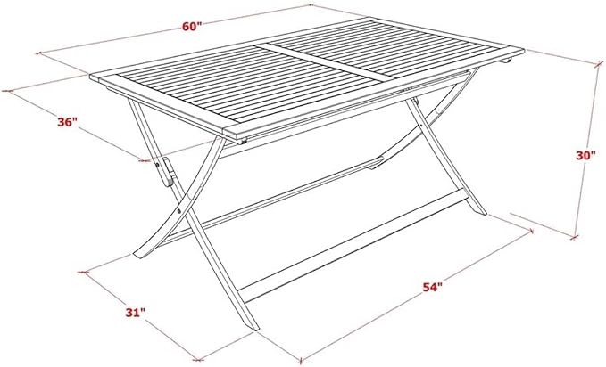 Pemberly Row 5-Piece Bistro Patio Dining Set, Acacia Wood, Natural Oil Finish, Includes 60x36 in Folding Table and 4 Folding Chairs, Weather-Resistant Outdoor Furniture for Patio, Balcony, Porch