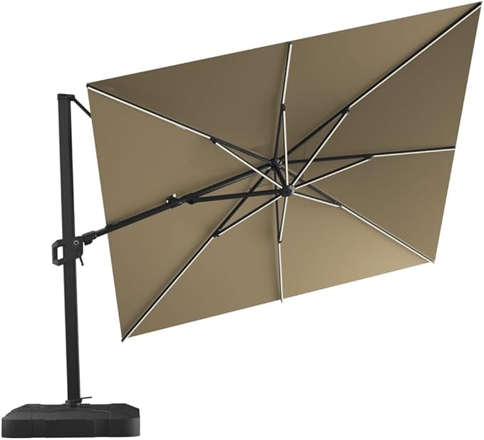 Midtown Umbrellas 9x9 Ft Outdoor Cantilever Patio Umbrella w/Sunbrella Dark Blue Fabric - Tilt 360° Rotate Offset Patio Umbrella, Deck Patio Umbrella, Backyard Umbrella & Garden Umbrella - Black Frame