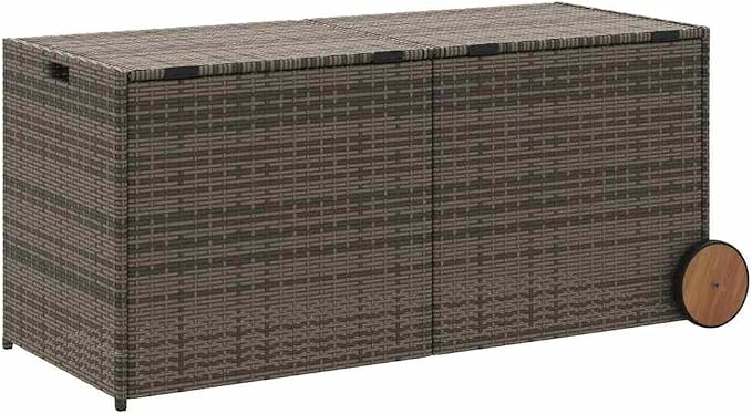 Large Poly Rattan Deck Box with Wheels and Water-Proof Inner Bag for Garden Patio Cushion Storage