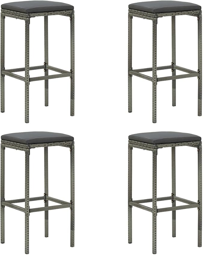 5 Piece Patio Bar Set with Cushions,Garden Table and Chairs Sets,Garden Conversation Sets, Outdoor Patio Furniture,for Patio,Backyard,Garden,Poly Rattan Gray