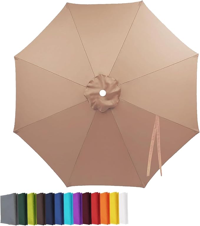 Garden Umbrella Replacement Canopy, Patio Umbrella Cover, 6.6ft-13ft Water Resistant Yard Parasol Top Cover, 6 Ribs 8 Ribs Beach Umbrella Canopy for Outdoor Poolside Balcony