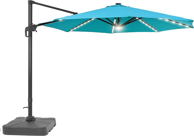FLAME&SHADE 11 ft Cantilever Offset Patio Umbrella, Large Heavy Duty Outdoor Patio Umbrella Aluminum 360° Rotation Round Outdoor Umbrella for Deck,Pool,Backyard