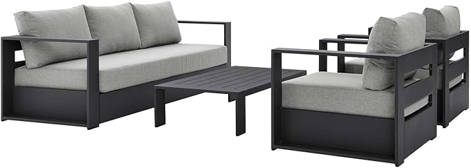 Modway Tahoe Aluminum 4-Piece Outdoor Patio Set in Gray Gray