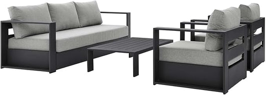 Modway Tahoe Aluminum 4-Piece Outdoor Patio Set in Gray Gray