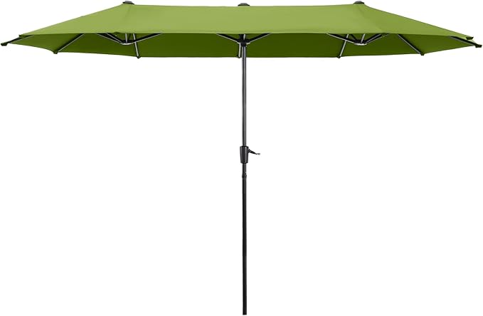 HERA'S PALACE 13 ft Patio Umbrella Double-Sided Outdoor Market Umbrella Rectangular Large with Crank for Patio Shade Outside Deck or Pool, Lime