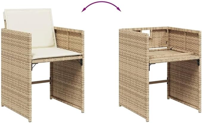 Afuera Living 10-Seater Rattan Patio Dining Set with Cushions, Textured White Finish, UV-Resistant PE Rattan, Powder-Coated Steel, Foldable Chairs and Stools, Rectangular Table for Outdoor Garden or