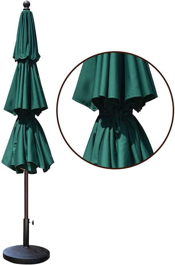 EliteShade USA 10-Year-Non-Fading 11ft 3-Tier Market Patio Umbrella, Commercial Grade Outdoor Table Umbrella with Cylinder Push-Up, Windproof & UPF 50+ UV Protection, Heavy Duty Ventilation for Garden, Deck, Pool, Backyard, Beach & Bistro, Forest Green