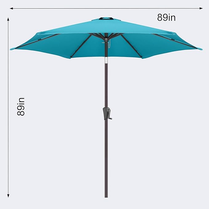 Jarka&Co 7.5ft Patio Umbrella Outdoor - Table Outdoor Umbrella with Push Button Tilt Waterprool UV Protection, Sun Umbrella for Pool, Porch, Garden, Deck, Backyard (Aqua Blue)