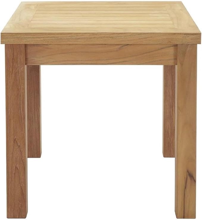 Pemberly Row Modern Teak Wood 3-Piece Patio Conversation Set, Natural/Gray Finish, Includes Table and 2 Chairs, Water & UV Resistant Cushions, Machine Washable Covers, Durable Outdoor Furniture